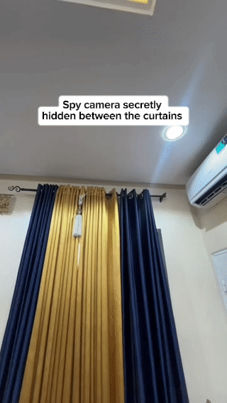 Spy Camera secretly hidden in curtain